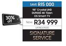 Samsung 98" Crystal UHD DU9000 4K Tizen OS Smart TV UA98DU9000