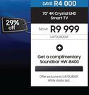 Samsung 70" 4K Crystal UHD Smart TV UA70U8000F