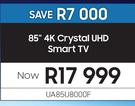 Samsung 85" 4K Crystal UHD Smart TV UA85U8000F
