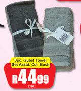 3 Pce Guest Towel Set Assorted Colour-Each