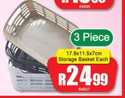 3 Piece Storage Basket-17.8 x 11.5 x 7cm Each