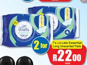 Lil-Lets Essential Long Unscented Pads-For 2 x 7's