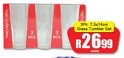 3 Pack 7.5 x 14cm Glass Tumbler Set