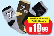 3 Pack Kids Socks Assorted Colours-Each