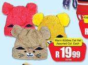 Warm Kiddies Cat Hat Assorted Colours-Each