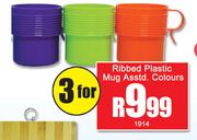 Ribbed Plastic Mug Assorted Colours-For 3