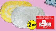 Oval Placemat 30 x 45cm Assorted Colours-For 2