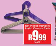 Plastic Hangers Assorted Colours 5 Pack-Each