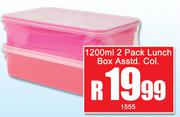 1200ml 2 Pack Lunch Box Assorted Colour