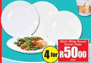 White Round Dinner Plate 26cm-For 4