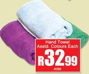 Hand Towel Assorted Colours-Each