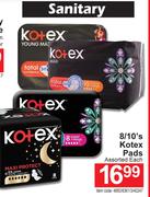 Kotex Pads Assorted-8/10's Pack Each