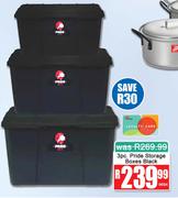 Pride 3 Piece Storage Boxes Black