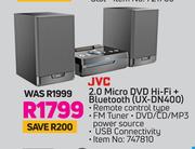 JVC 2.0 Micro DVD HiFi + Bluetooth UX-DN400