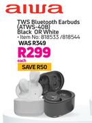 Aiwa TWS Bluetooth Earbuds (ATWS-40B) (Black Or White)-Each