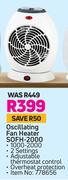 Sunbeam Oscillating Fan Heater SOFH-2000