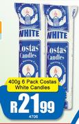6 Pack Costas White Candles-400g