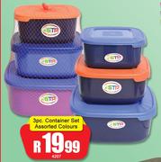 3 Piece Container Set Assorted Colours