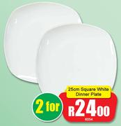 25cm Square White Dinner Plate-For 2