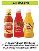 Welligton's Sweet Chilli Sauce 375ml, Wimpy Mustard Sauce 500ml-All For