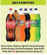 Coca Cola,Stoney,Sprite,Fanta Orange,Fanta Grape,Fanta Pineapple-For 6 x 2L 