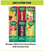 Rhodes 100% Fruit Juice Blend Assorted-For 6 x 200ml