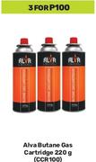 Alva Butane Gas Cartridges CCR100-For 3 x 220g
