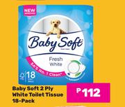 Baby Soft 2 Ply White Toilet Tissue 18 Pack