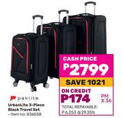 Paklite Urban Lite 3 Piece Black Travel Set