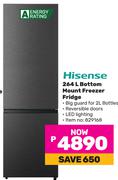 Hisense 264L Bottom Mount Freezer Fridge