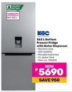 KIC 362L Bottom Freezer Fridge With Water Dispenser