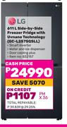 LG 611L Side By Side Freezer Fridge With Uvnano Technology GC-L257SQSLL