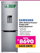 Samsung 303L Bottom Freezer Fridge With Water Dispenser