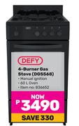 Defy 4 Burner Gas Stove DGS568