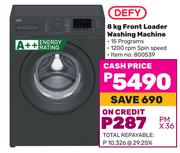 Defy 8Kg Front Loader Washing Machine