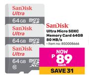 Sandisk Ultra Micro SDXC Memory Card 64GB 80 MB/s-Each