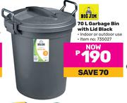 Big Jim 70L Garbage Bin With Lid Black