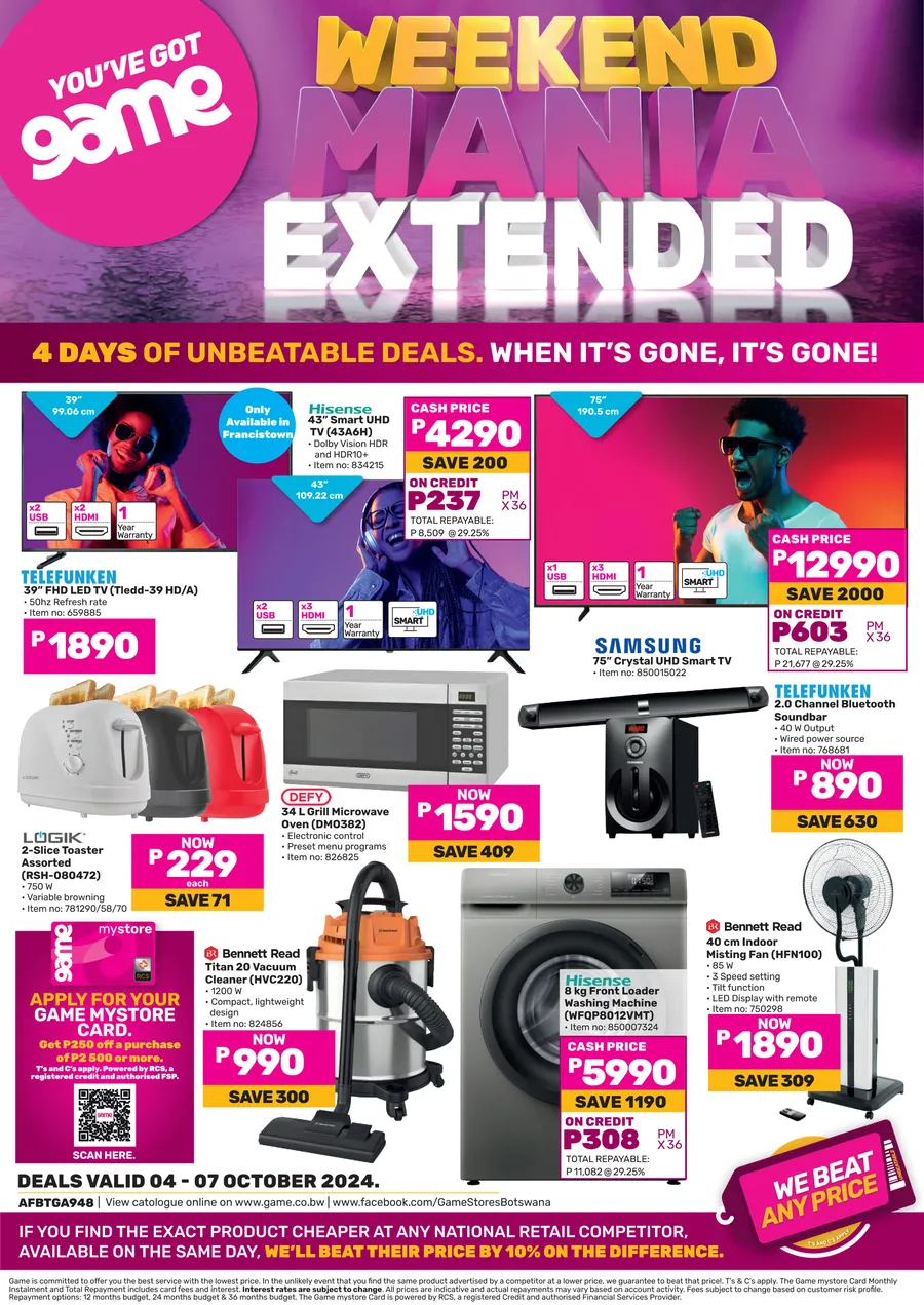 Game Botswana : Weekend Mania Extended (04 October - 07 October 2024 ...