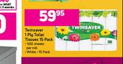 Twinsaver 1 Ply Toilet Tissue 15 Pack