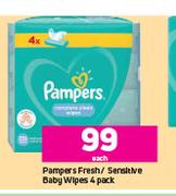 Pampers Fresh/Sensitive Baby Wipes 4 Pack-Each