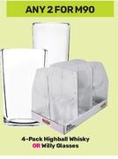 4 Pack High Ball Whisky Or Willy Glasses-For 2