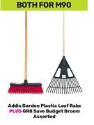 Addis Garden Plastic Leaf Rake Plus GR8 Save Budget Broom Assorted-Both For