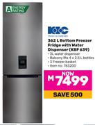 KIC 362L Bottom Freezer Fridge With Water Dispenser KBF 639