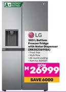 LG 303L Bottom Freezer Fridge With Water Dispenser RB30J3611SA