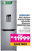 Samsung 303L Bottom Freezer Fridge With Water Dispenser RB30J3611SA