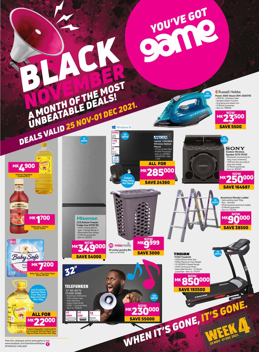 Game Malawi : Black November Week 4 (25 November - 1 December 2021) —  www.guzzle.co.za