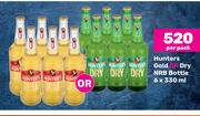 Hunters Gold Or Dry NRB Bottle-6 x 330ml Per Pack