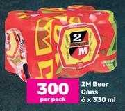 2M Beer Cans-6 x 330ml Per Pack