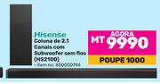 Hisense Coluna de 2.1 Canais com Subwoofer sem fios HS2100 (850000796)