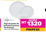 Mainstays jogo de jantar de porcelana nranca de 12 pecas (850013563)